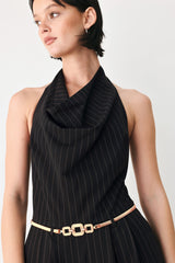 MIDNIGHT POISE BLACK HALTER BELTED WIDE-LEG JUMPSUIT - Flying Tomato - Flyclothing LLC