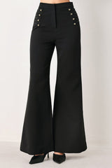 COMMAND NOIR BLACK MILITARY WIDE-LEG PANTS - Flying Tomato - Flyclothing LLC
