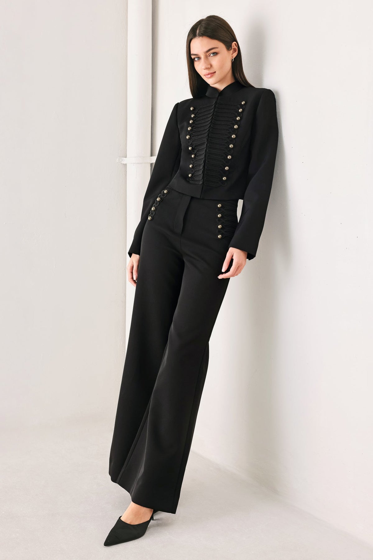 COMMAND NOIR BLACK MILITARY WIDE-LEG PANTS - Flying Tomato - Flyclothing LLC