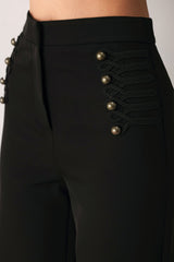 COMMAND NOIR BLACK MILITARY WIDE-LEG PANTS - Flying Tomato - Flyclothing LLC