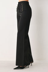 COMMAND NOIR BLACK MILITARY WIDE-LEG PANTS - Flying Tomato - Flyclothing LLC