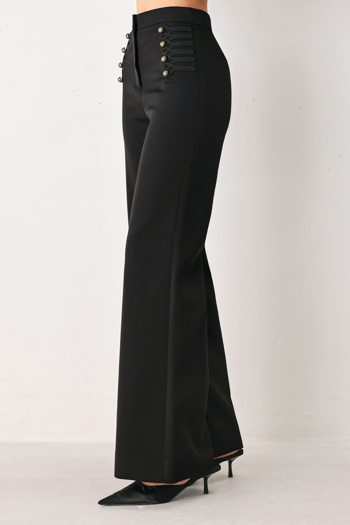 COMMAND NOIR BLACK MILITARY WIDE-LEG PANTS - Flying Tomato - Flyclothing LLC