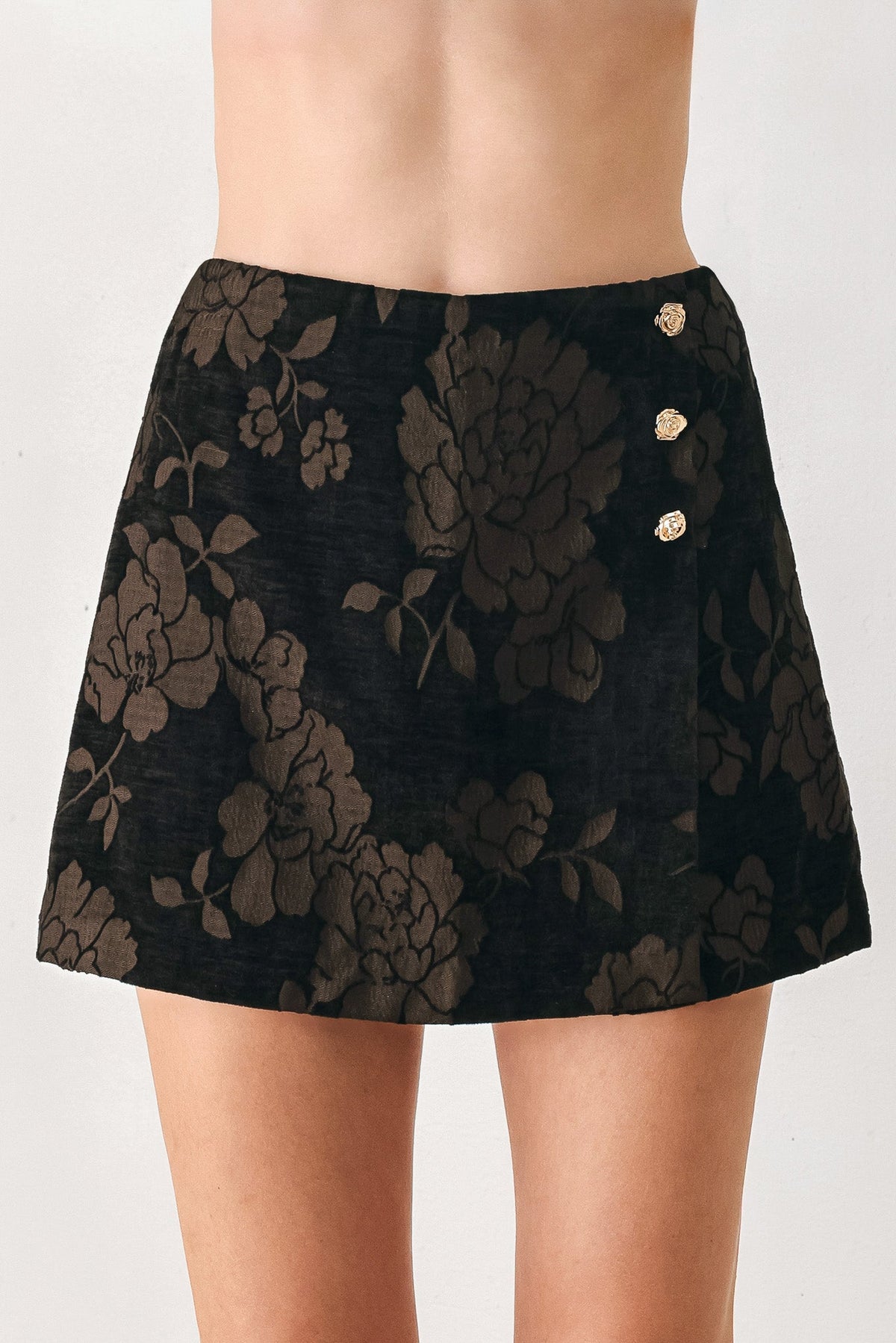 COCOA TAPESTRY BROWN JACQUARD SKORT - Flying Tomato - Flyclothing LLC