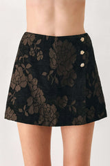 COCOA TAPESTRY BROWN JACQUARD SKORT - Flying Tomato - Flyclothing LLC