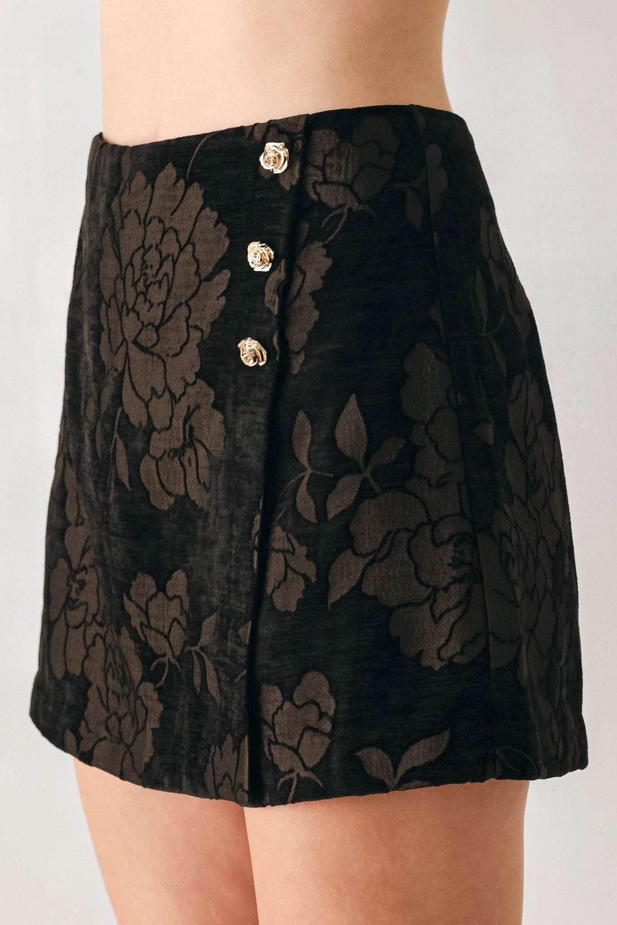 COCOA TAPESTRY BROWN JACQUARD SKORT - Flying Tomato - Flyclothing LLC
