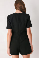 BOW AFTER DARK BLACK KEYHOLE ROMPER - Flying Tomato - Flyclothing LLC