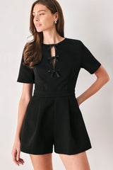 BOW AFTER DARK BLACK KEYHOLE ROMPER - Flying Tomato - Flyclothing LLC