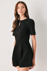 BOW AFTER DARK BLACK KEYHOLE ROMPER - Flying Tomato - Flyclothing LLC