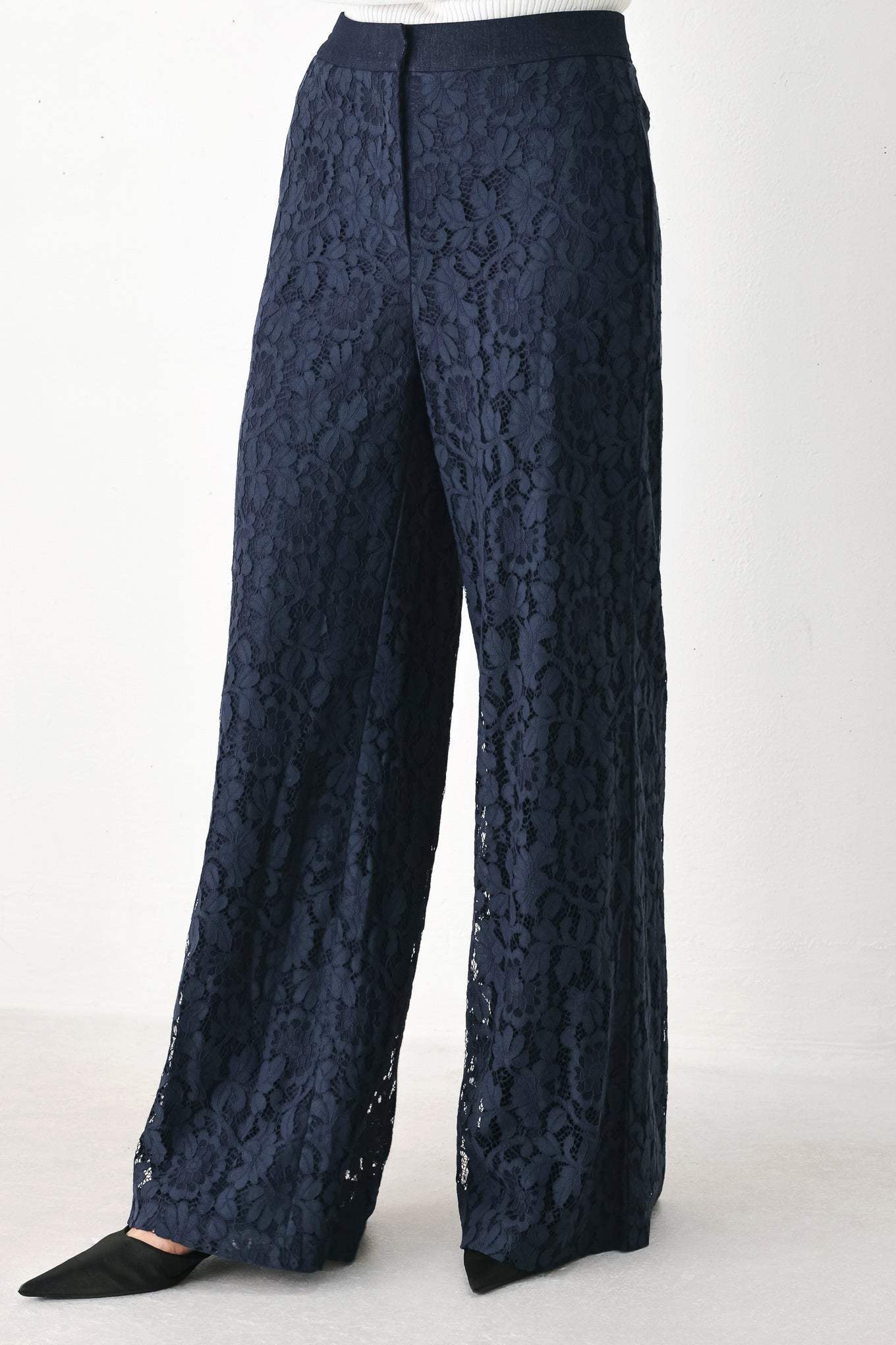 MIDNIGHT PETAL FLOW WOVEN LACE PANTS - Flying Tomato - Flyclothing LLC