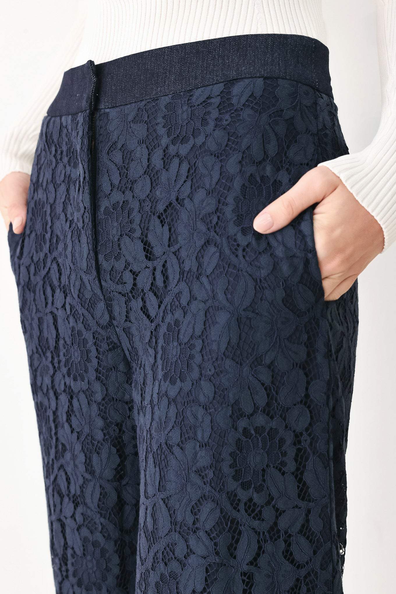 MIDNIGHT PETAL FLOW WOVEN LACE PANTS - Flying Tomato - Flyclothing LLC