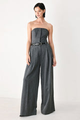 POWER HOUR STRAPLESS BELTED JUMPSUIT - Flying Tomato - Flyclothing LLC