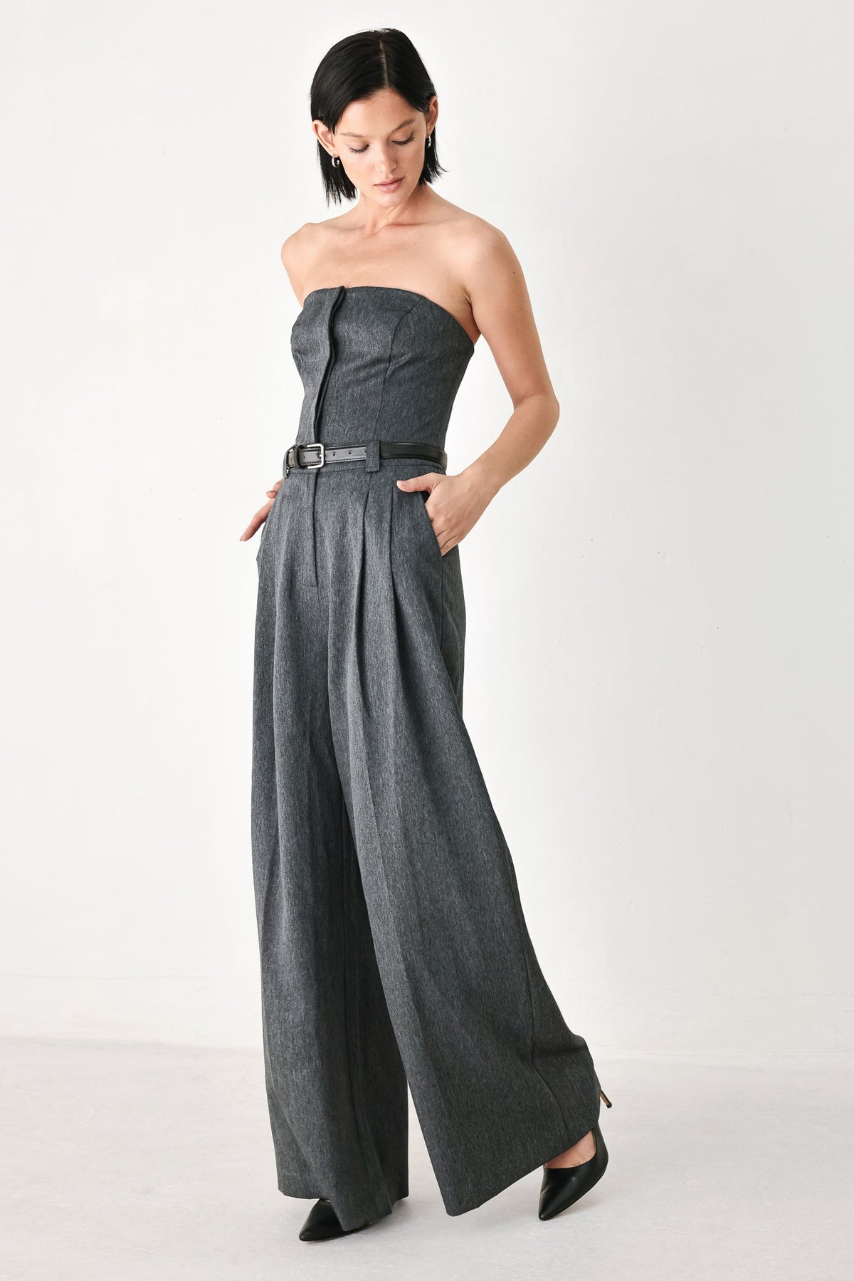 POWER HOUR STRAPLESS BELTED JUMPSUIT - Flying Tomato - Flyclothing LLC