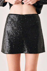 MIDNIGHT DISCO BLACK SEQUIN SKORT - Flying Tomato - Flyclothing LLC