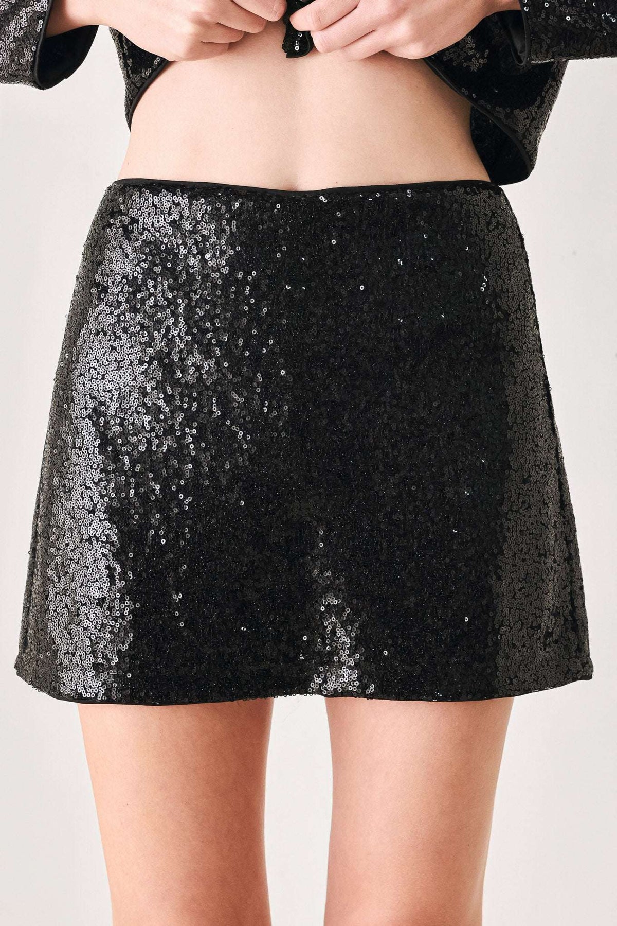 MIDNIGHT DISCO BLACK SEQUIN SKORT - Flying Tomato - Flyclothing LLC