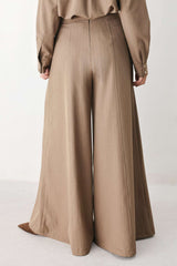 MOCHA MOMENT PINSTRIPE WIDE LEG PANTS - Flying Tomato - Flyclothing LLC