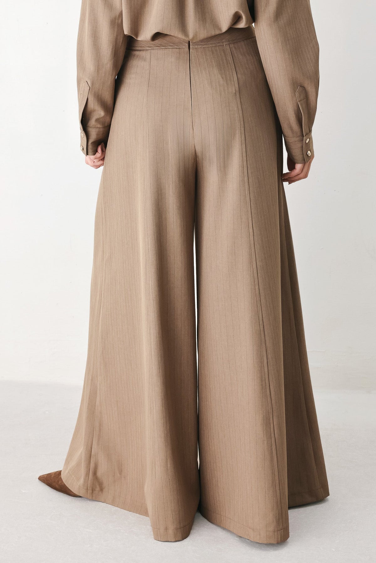 MOCHA MOMENT PINSTRIPE WIDE LEG PANTS - Flying Tomato - Flyclothing LLC