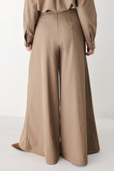 MOCHA MOMENT PINSTRIPE WIDE LEG PANTS - Flying Tomato - Flyclothing LLC