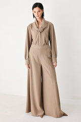 MOCHA MOMENT PINSTRIPE WIDE LEG PANTS - Flying Tomato - Flyclothing LLC