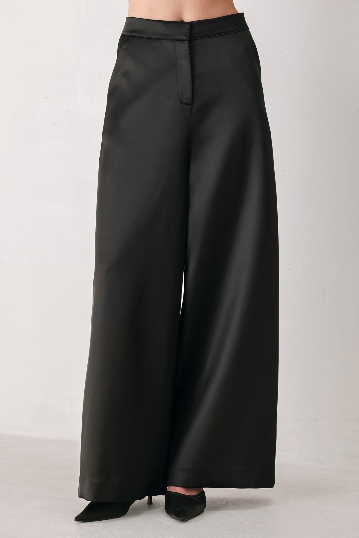 MODERN NOIR BLACK/BURGUNDY WIDE-LEG PANTS - Flying Tomato - Flyclothing LLC