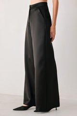 MODERN NOIR BLACK/BURGUNDY WIDE-LEG PANTS - Flying Tomato - Flyclothing LLC