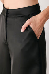 MODERN NOIR BLACK/BURGUNDY WIDE-LEG PANTS - Flying Tomato - Flyclothing LLC