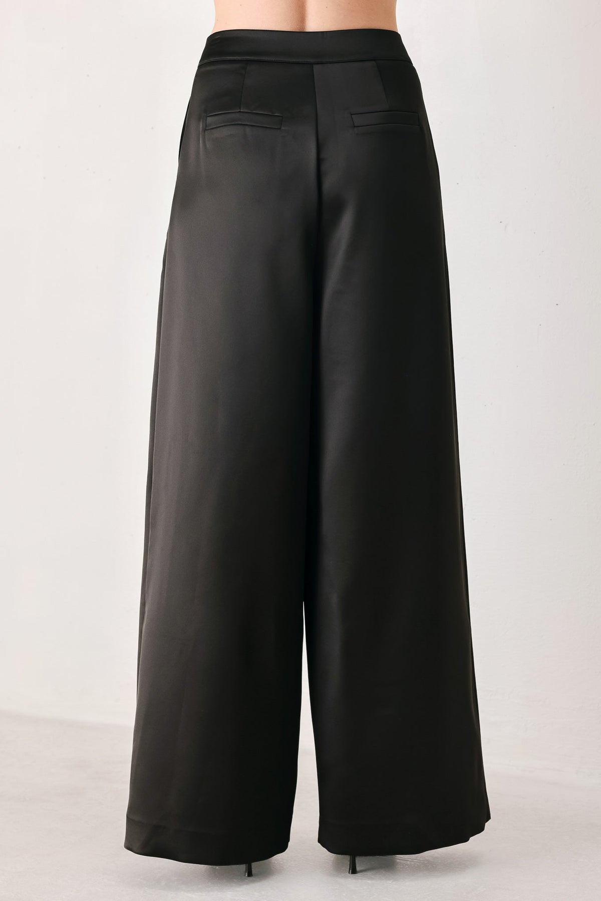 MODERN NOIR BLACK/BURGUNDY WIDE-LEG PANTS - Flying Tomato - Flyclothing LLC