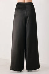 MODERN NOIR BLACK/BURGUNDY WIDE-LEG PANTS - Flying Tomato - Flyclothing LLC