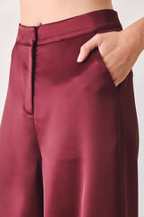 MODERN NOIR BLACK/BURGUNDY WIDE-LEG PANTS - Flying Tomato - Flyclothing LLC