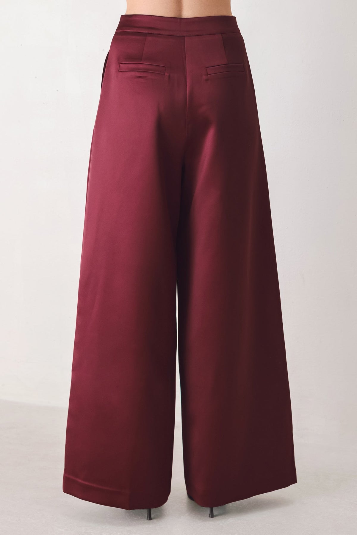MODERN NOIR BLACK/BURGUNDY WIDE-LEG PANTS - Flying Tomato - Flyclothing LLC