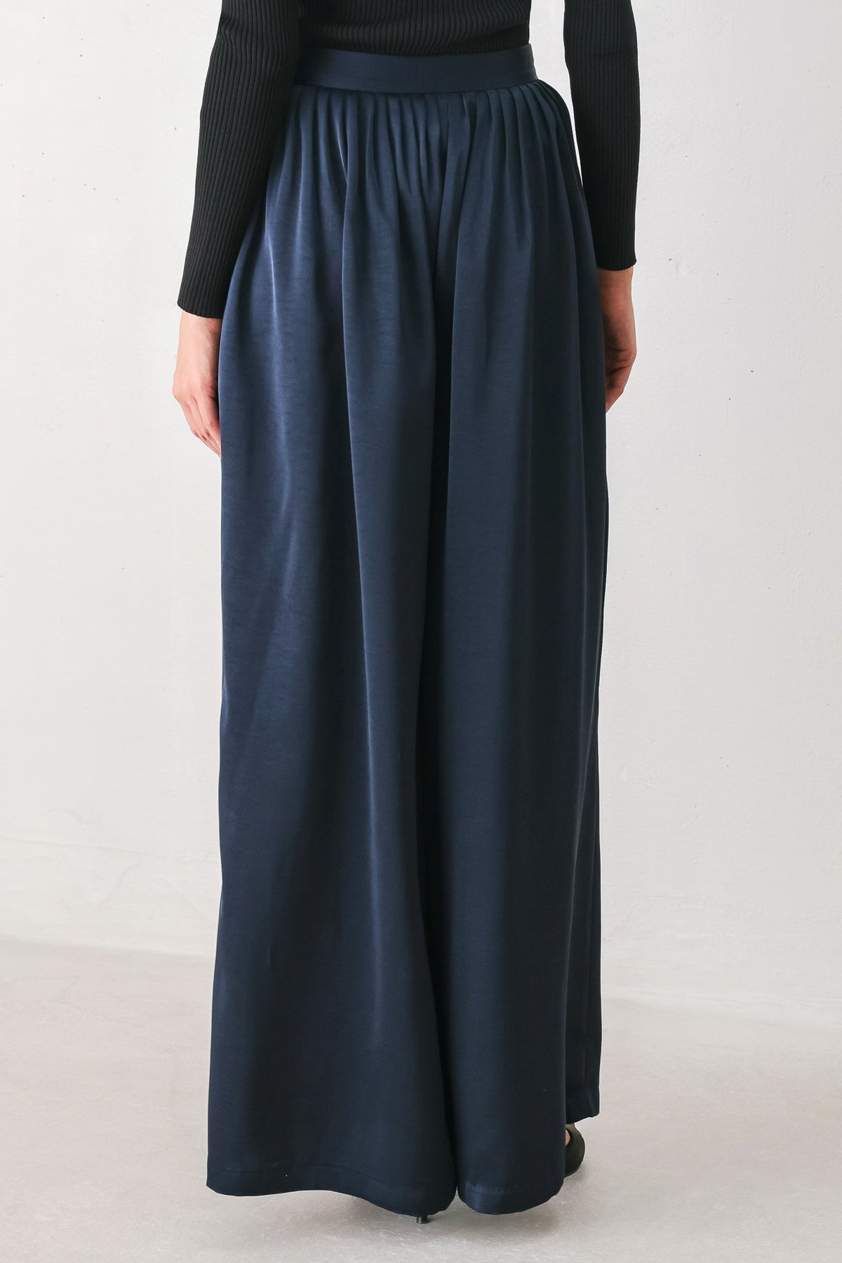 NAVY KNOT NAVY PLEATED WIDE-LEG PANTS - Flying Tomato - Flyclothing LLC
