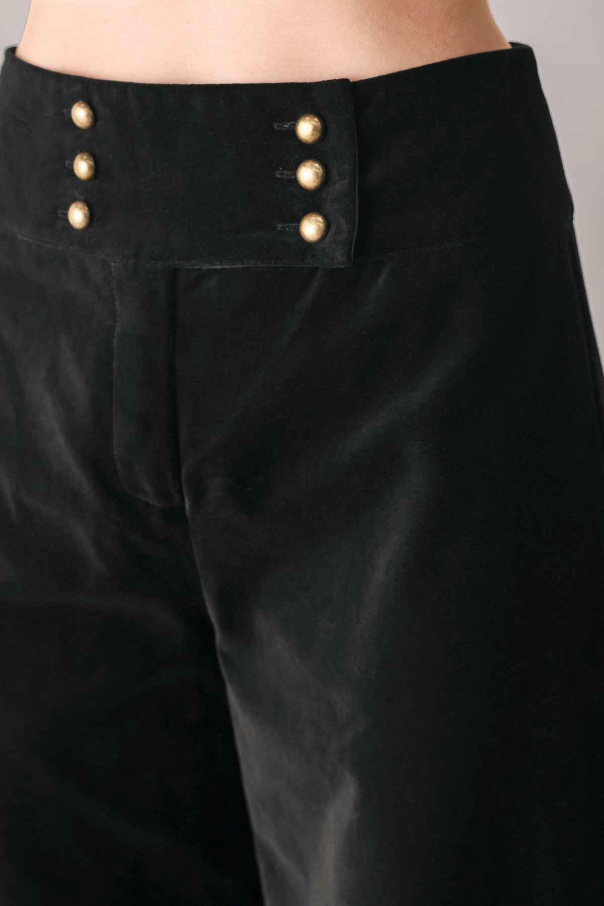 VELVET COMMAND BLACK BUTTON-WAIST WIDE-LEG PANTS - Flying Tomato - Flyclothing LLC