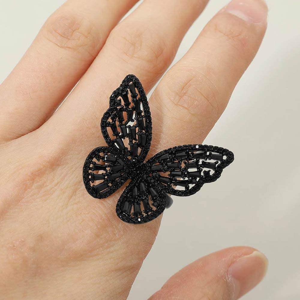 CZ Stone Embellished Butterfly Stretch Ring - Madeline Love - Flyclothing LLC