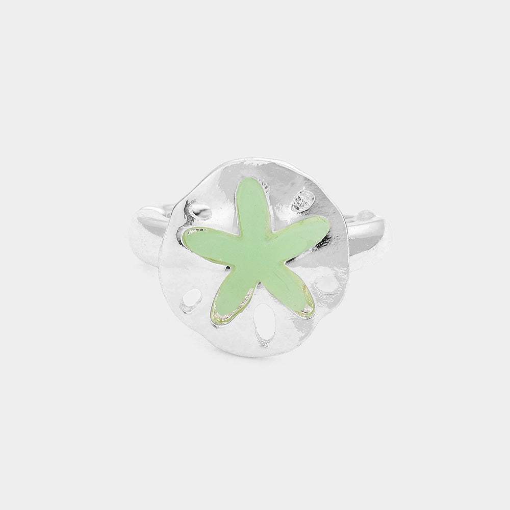 Sea Glass Sand Dollar Stretch Ring - Madeline Love - Flyclothing LLC