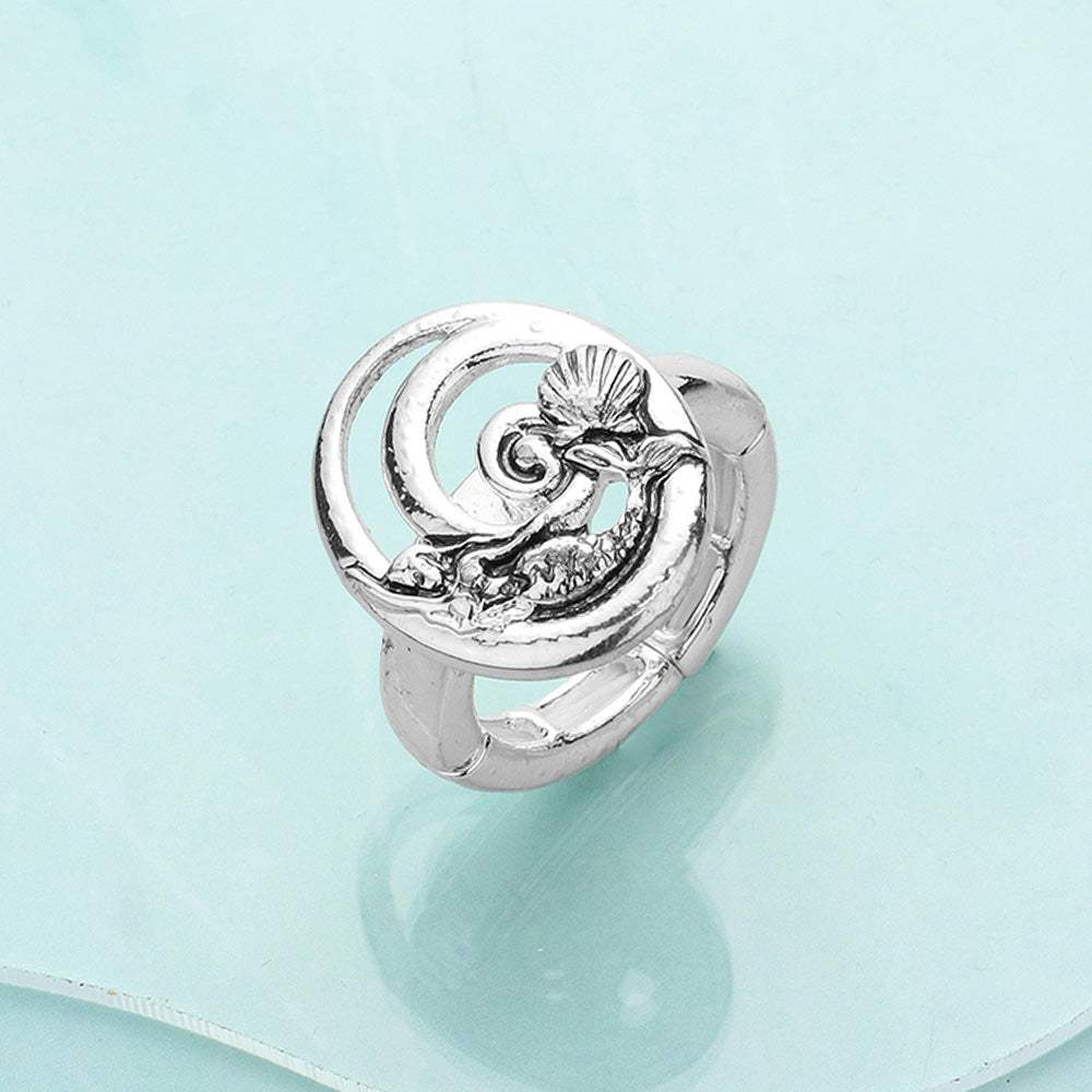 Antique Metal Mermaid Stretch Ring - Madeline Love - Flyclothing LLC