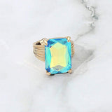 Emerald Cut Stone Adjustable Ring - Madeline Love - Flyclothing LLC