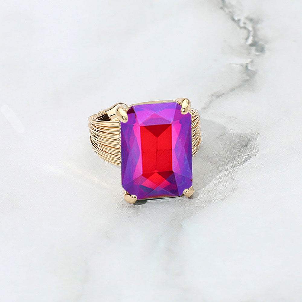 Emerald Cut Stone Adjustable Ring - Madeline Love - Flyclothing LLC