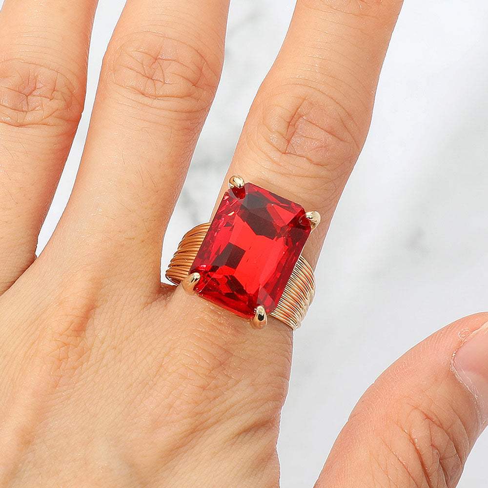 Emerald Cut Stone Adjustable Ring - Madeline Love - Flyclothing LLC