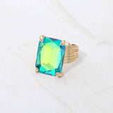 Emerald Cut Stone Adjustable Ring - Madeline Love - Flyclothing LLC