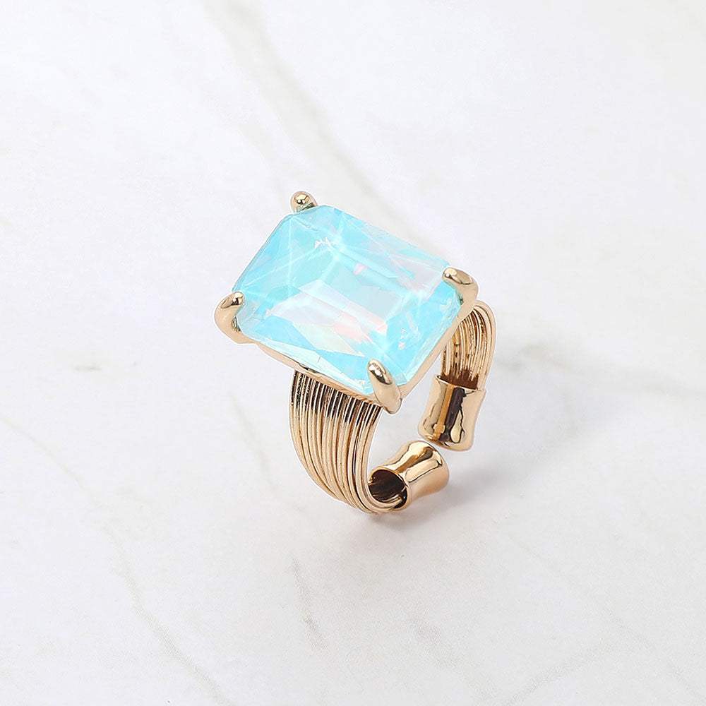 Emerald Cut Stone Adjustable Ring - Madeline Love - Flyclothing LLC