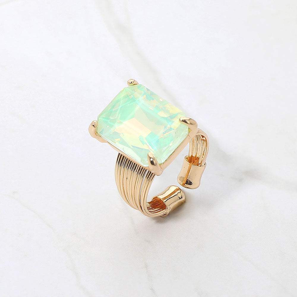 Emerald Cut Stone Adjustable Ring - Madeline Love - Flyclothing LLC