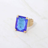 Emerald Cut Stone Adjustable Ring - Madeline Love - Flyclothing LLC