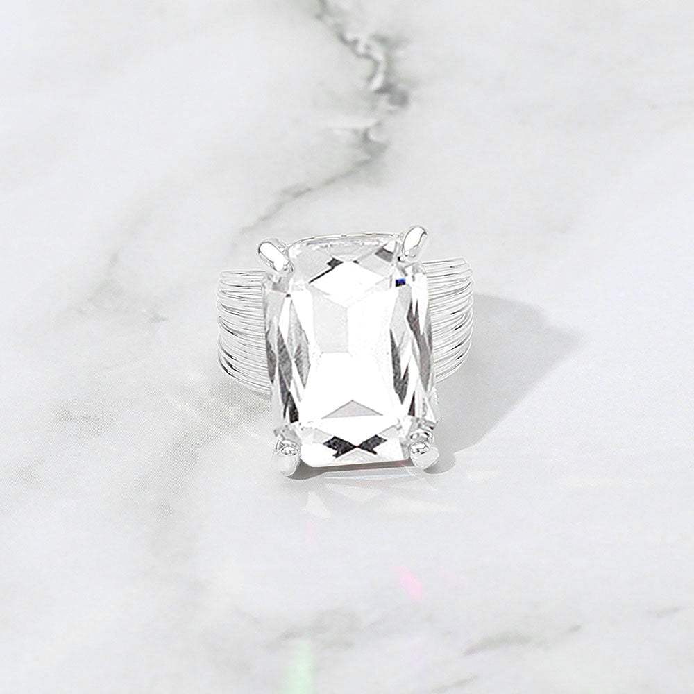 Emerald Cut Stone Adjustable Ring - Madeline Love - Flyclothing LLC