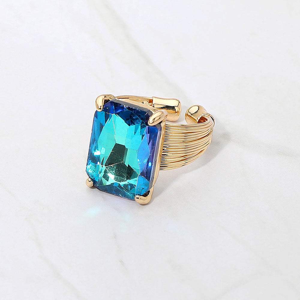 Emerald Cut Stone Adjustable Ring - Madeline Love - Flyclothing LLC
