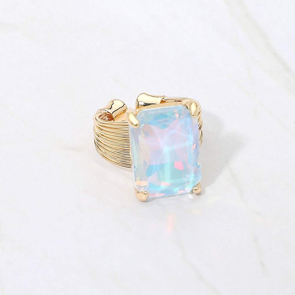 Emerald Cut Stone Adjustable Ring - Madeline Love - Flyclothing LLC