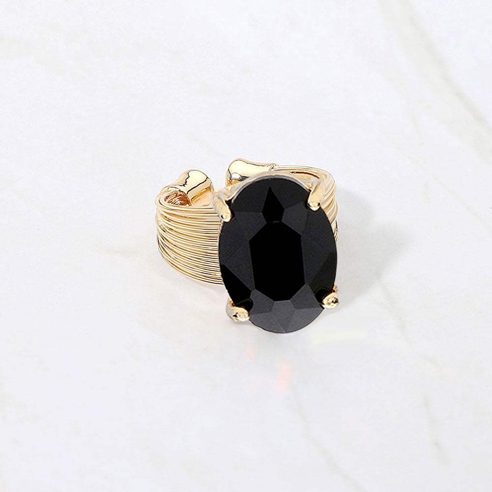 Oval Cut Stone Adjustable Ring - Madeline Love - Flyclothing LLC