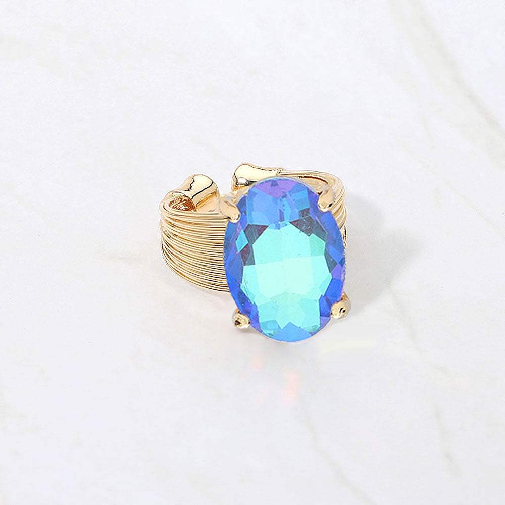 Oval Cut Stone Adjustable Ring - Madeline Love - Flyclothing LLC