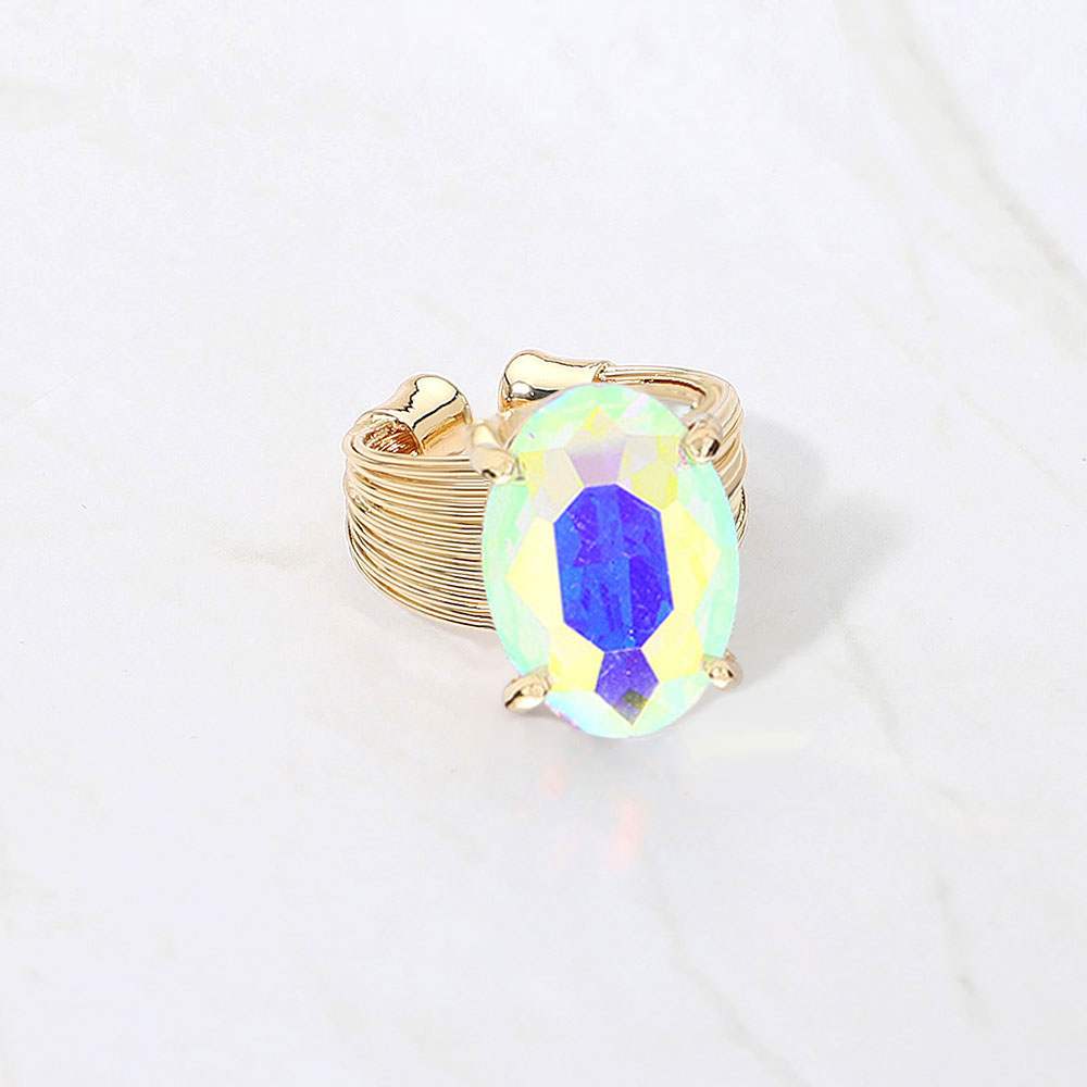 Oval Cut Stone Adjustable Ring - Madeline Love - Flyclothing LLC
