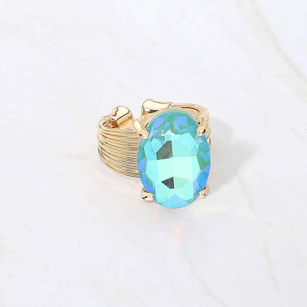 Oval Cut Stone Adjustable Ring - Madeline Love - Flyclothing LLC