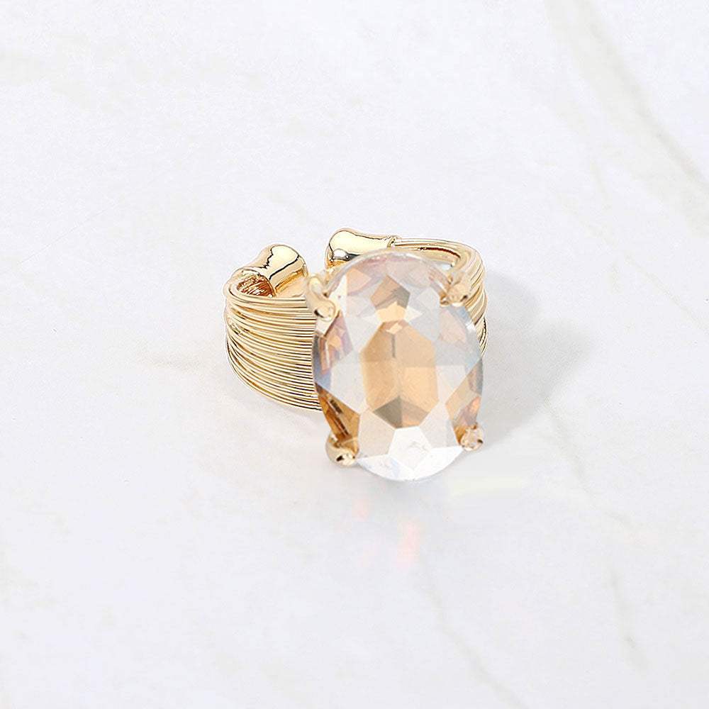 Oval Cut Stone Adjustable Ring - Madeline Love - Flyclothing LLC