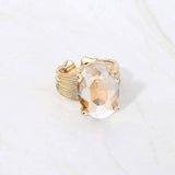 Oval Cut Stone Adjustable Ring - Madeline Love - Flyclothing LLC